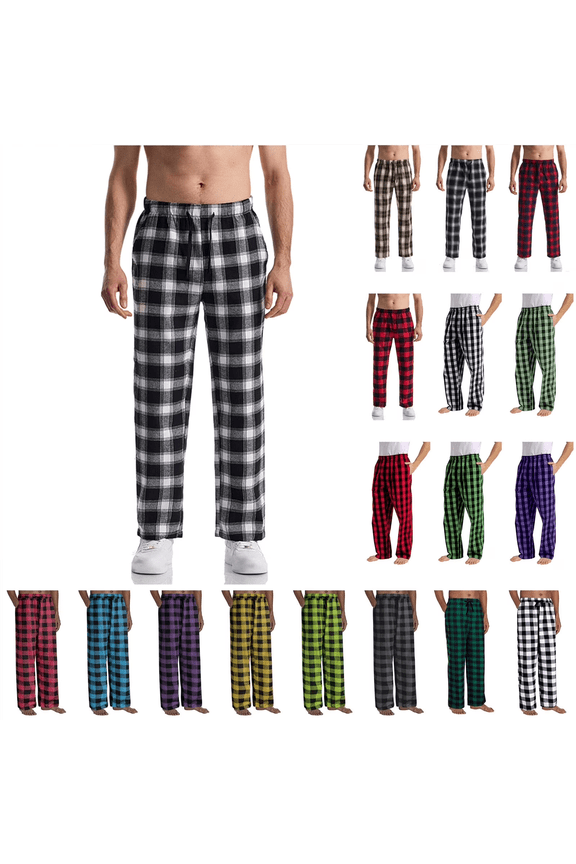 Plaid Pajama Pants for Men Elastic Waist Lounge Pants PJ Bottoms Soft Comfort Sleep Pants with Drawstring Pockets Army Green XL