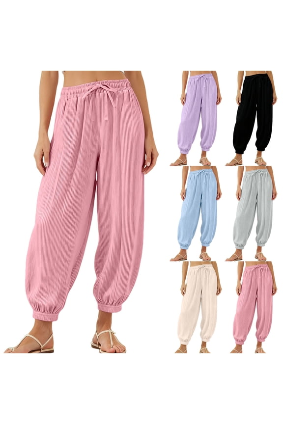 Toddler Kids Long Bloomers Soft Solid Drawstring Trousers Basic Plain Harem Pants Big Kids Elastic Waist Pants Beige,2-3Years