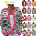 thumbnail image 1 of QATAINLAV Ugly Sweater Christmas Women Casual Button Up Knitted Cardigans Long Sleeve Open Front Cute Sweaters Tops, Multicolor, XXXXL, 1 of 5