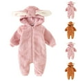 thumbnail image 1 of QATAINLAV Unisex Baby Cute Bunny Ears Hood Jumpsuit Newborn Sherpa Fleece Onesie Snowsuit Girls Boys Winter Warm Plush Romper with Zipper, Pink, 3 Months, 1 of 10