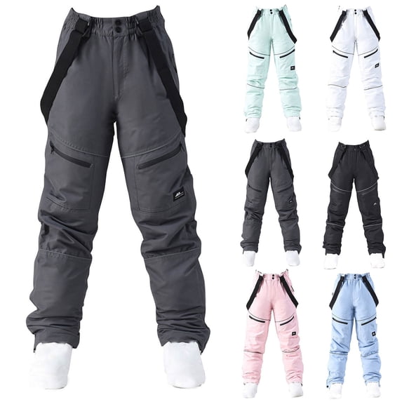 QATAINLAV Unisex Insulated Ski Snow Pants Waterproof Winter Outdoor Hiking Pants Casual Adjustable Waist Snowboard Snowpants Pink M