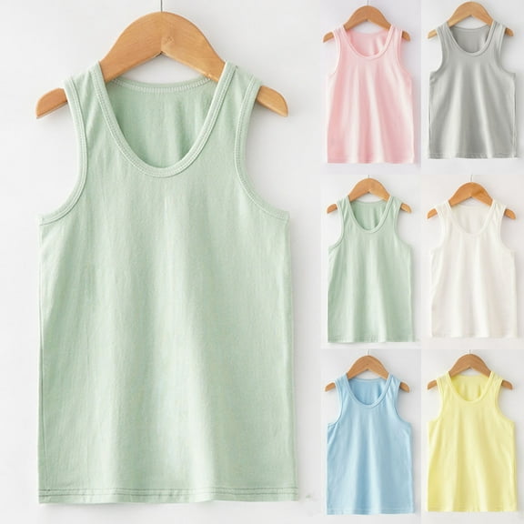 QATAINLAV Unisex Toddler Baby Boys Girls Solid Tank Tops Summer Casual Sleeveless Undershirts 2024 Basic Cotton Vest Shirts Warehouse Sales Today Blue