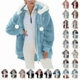 thumbnail image 1 of QATAINLAV Vacation Deals Fleece Jacket for Women Winter Fuzzy Sherpa Jackets Loose Fit Zip Up Hooded Cardigans Oversized Color Block Coats Pink XXL, 1 of 7