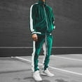 thumbnail image 1 of QATAINLAV Velour Tracksuit Mens 2 Piece Sets Casual Drawstring Sweatpants with Pockets and Long Sleeve Zipper Jacket Sports Set Outdoor Jogger Outfits Warehouse Sales Today Green L, 1 of 8