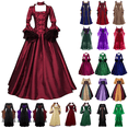 thumbnail image 1 of QATAINLAV Victorian Dress Ball Gown Women Vintage Medieval Renaissance Dress Wedding Party Dresses Lace Trumpet Sleeve Cocktail Dress, Blue, XL, 1 of 4