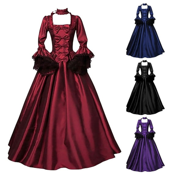 QATAINLAV Victorian Dresses for Women Vintage Elegant Dress Renaissance Medieval Dress Princess Ball Gown Dress Plus Size Dress Halloween Costume Ofertas Flash Del Dia Purple XXXXXL