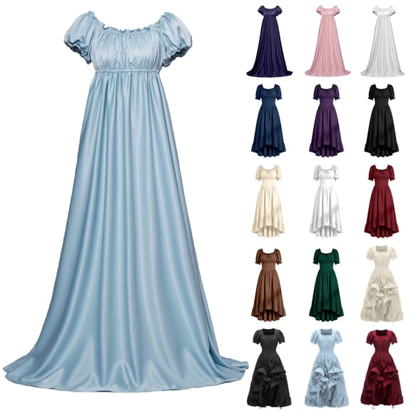 QATAINLAV Wedding Guest Dresses for Women Medieval Renaissance Victorian High Low Dress Halloween Costumes Wine XXL