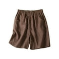 thumbnail image 1 of QATAINLAV Wide Leg Linen Shorts Women Summer Elastic High Waisted Shorts with Pockets Loose Cotton Comfy Short Pants Solid Color Lightweight Beach Shorts, Coffee, L, 1 of 7