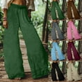 thumbnail image 1 of QATAINLAV Wide Leg Pants for Women Summer Baggy Flowy Linen Palazzo Pants Beach Casual Elastic Waist Trouser with Pockets Blue L My Orders Placed By Me, 1 of 7
