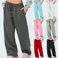 thumbnail image 1 of QATAINLAV Wide Leg Sweatpants for Women Baggy Drawstring Waist Athletic Pants Solid Casual Lounge Trousers Pants with Pockets Birthday Gifts White S, 1 of 8