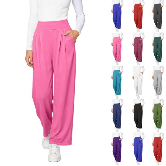 QATAINLAV Wide Leg Yoga Pants for Women Casual Loose Cozy High Waist Sweatpants Solid Color Sports Athletic Trousers with Pockets, White, XXXL