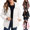 thumbnail image 1 of QATAINLAV Winter Coats for Women Casual Drawstring Waist Warm Quilted Jacket Long Sleeve Hooded Down Puffer Outerwear with Pockets, Pink, XL, 1 of 7