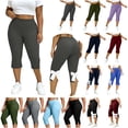 thumbnail image 1 of QATAINLAV Woman Capri Leggings Dressy Bow Tie 3/4 Knee Length Yoga Pants Solid Color Bottom Slits Oversized Leggings White XXXXXL, 1 of 10