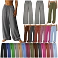 thumbnail image 1 of QATAINLAV Woman Casual Cotton Linen Pants Wide Leg Drawstring Elastic High Waist Palazzo Trousers Solid Color Loose Comfy Lounge Pant with Pockets Pink S, 1 of 8