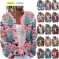 thumbnail image 1 of QATAINLAV Woman Cute Sweaters Open Front Button Up Knitted Cardigans Long Sleeve Sweater Tops Christmas Gifts, Multicolor, XXXXXL, 1 of 6
