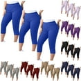 thumbnail image 1 of QATAINLAV Woman Plus Size Pull On Stretchy Capris 3 Pack Summer Elastic Waist Casual Gym Workout Cropped Leggings Solid Color Tight Capri Pants Purple XXXXL Daily Sales Clearance, 1 of 8