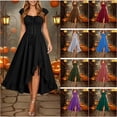 thumbnail image 1 of QATAINLAV Woman Renaissance Dress Gothic Medieval Corset Peasant Costume Lace-Up Front Ruched Neckline Halloween Gown, 1 of 7