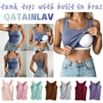 thumbnail image 1 of QATAINLAV Woman Tank Tops with Built in Bras Casual Summer Wide Strap Scoop Neck Camisole Sleeveless Workout Padded Cami Shirts Khaki XL, 1 of 5