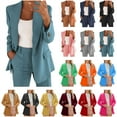 thumbnail image 1 of QATAINLAV Women Business Casual Outfits Notch Lapel Open Front Blazers Solid Color Long Sleeve Formal Suits Jackets, White, M, 1 of 7
