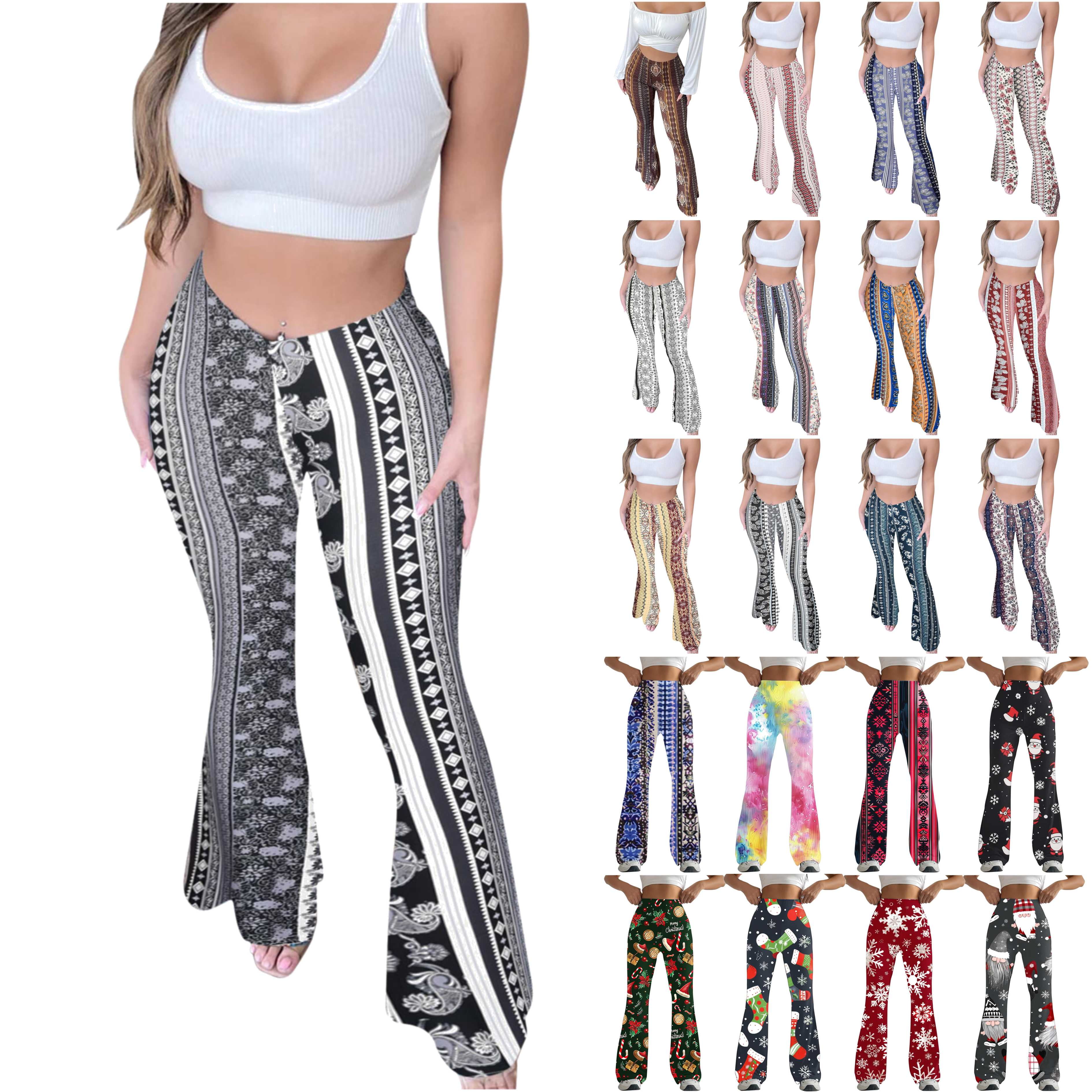 QATAINLAV Hippie Clothes for Women Stretch High Waist Flare