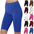 thumbnail image 1 of QATAINLAV Women Short Leggings with Pockets 2025 Summer Casual Tummy Control Biker Shorts Solid High Waisted Yoga Legging Shorts Gym Seamless Tights My Orders Placed By Me Blue L, 1 of 5