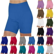 QATAINLAV Women Short Leggings with Pockets 2025 Summer Casual Tummy Control Biker Shorts Solid High Waisted Yoga Legging Shorts Gym Seamless Tights My Orders Placed By Me Blue L