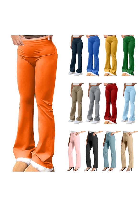 Gray Women Skinny Flare Yoga Pants Casual Bell Bottom Leggings Lounge Jogger Sweatpants Solid Color Workout Legging Pants Streetwear S