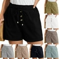 thumbnail image 1 of QATAINLAV Women Summer Casual Wide Leg ShortsTrendy Drawstring Elastic Waist Beach Shorts Comfy Ribbed Knit Dressy Bermuda Shorts with Pockets Black S Lightning Sale, 1 of 8
