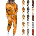 thumbnail image 1 of QATAINLAV Women Two Piece Outfits 2025 Halloween Print Tracksuit Long Sleeve Pullover Tops and Drawstring Harem Sweatpants with Pockets Plus Size Lounge Set, Orange, S, 1 of 6