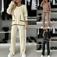 thumbnail image 1 of QATAINLAV Women's 2 Piece Lounge Set Ribbed Knit Colorblock Sweatersand Split Hem Pants Sweatsuit Matching Sets Long Sleeve Fall Fashion Clothing,Khaki,XL, 1 of 10