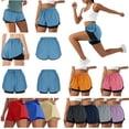 thumbnail image 1 of QATAINLAV 2 in 1 Running Shorts for Women Gym Yoga Drawstring High Waisted Workout Shorts Summer Vacation Outfits Khaki XXL, 1 of 9