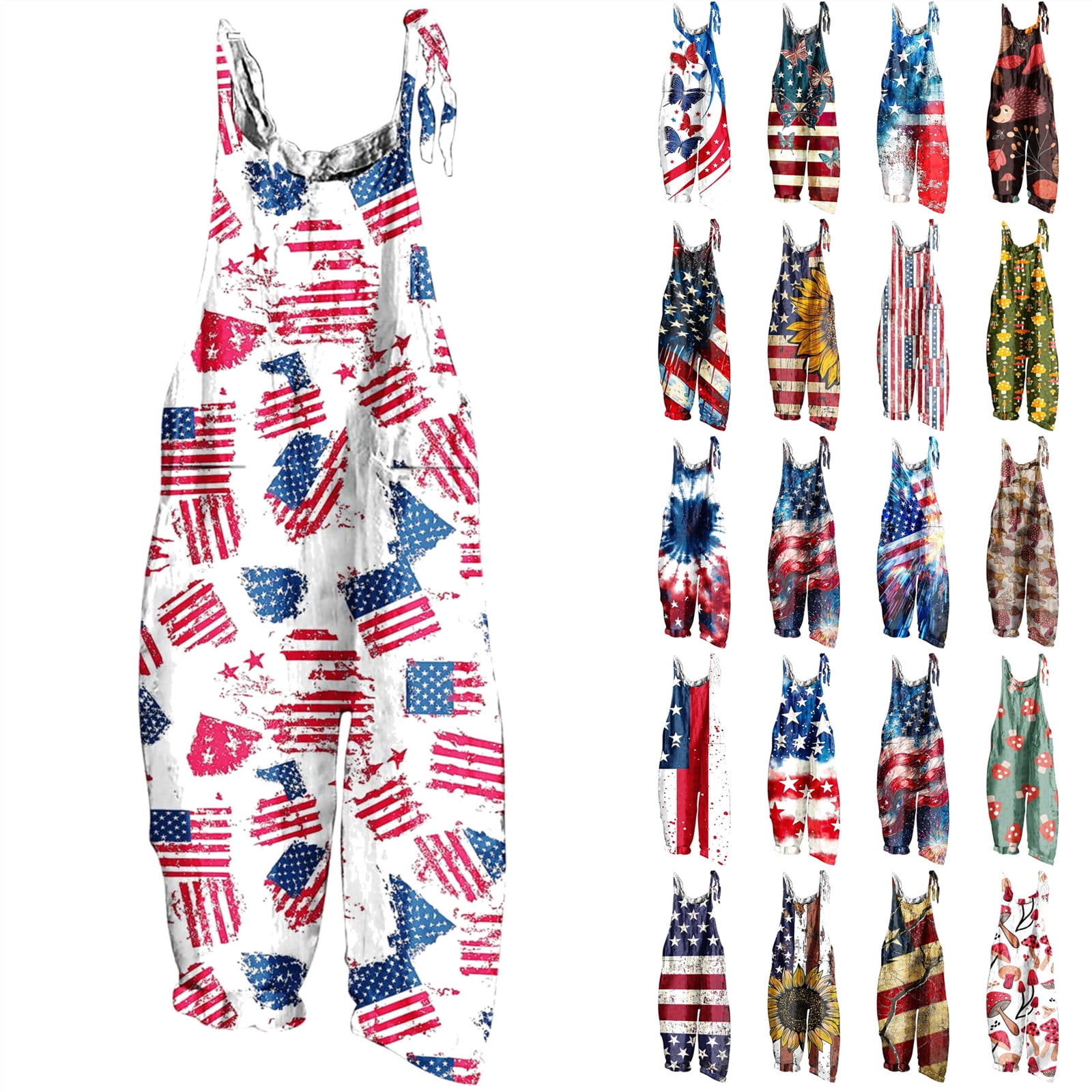 QATAINLAV Women's American Flag Jumpsuits with Pockets 4th