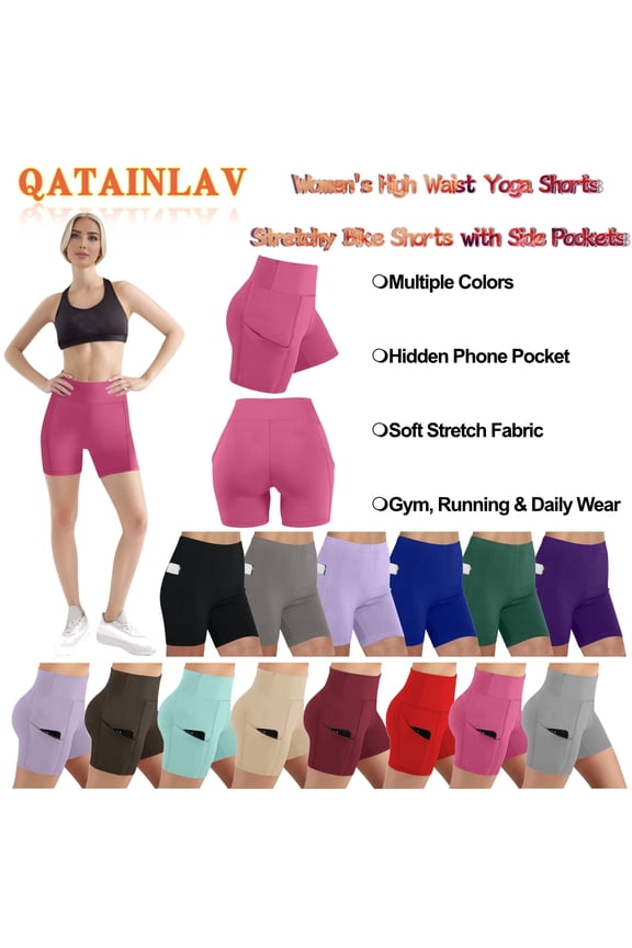 Women's Athletic Biker Shorts High Waist Seamless Scrunch Butt Lifting Yoga Shorts Tummy Control Legging with Pockets Purple XL