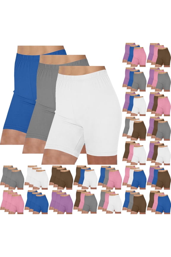 Women's Basic Stretch Soft Gym Biker Shorts Workout Running Athletic Cycling Sleep Leggings 3 PC Tight Yoga Shorts Purple XXL