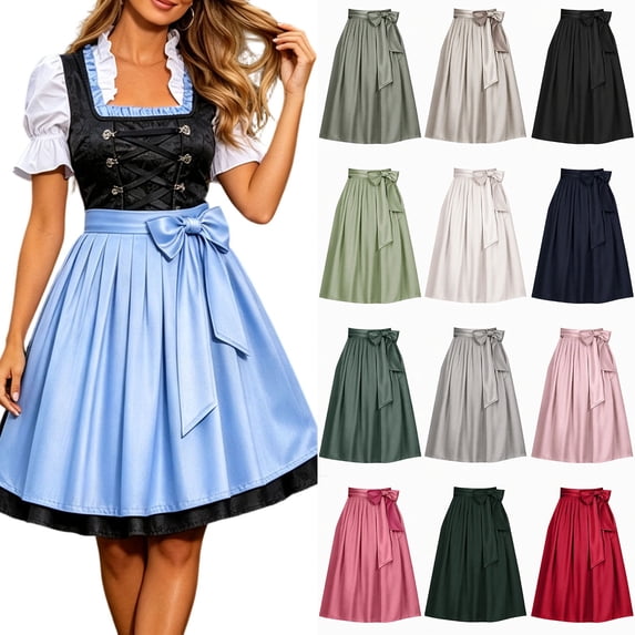 QATAINLAV Women's Beer Festival Apron High Waist Pleated A-Line Midi ...
