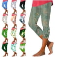 thumbnail image 1 of QATAINLAV Capri Pants for Women Casual Summer Beach Capris High Waisted Tummy Control Floral Print Yoga Leggings Multicolor M, 1 of 5