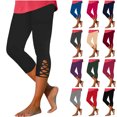 thumbnail image 1 of QATAINLAV Women's Capri Pants Tummy Control Knee Length Yoga Leggings Casual Solid Cutout High Waisted Cropped Pant Pink L Lightning Prime Today, 1 of 10