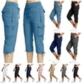 thumbnail image 1 of QATAINLAV Women's Cargo Capris Pants with Zip Pockets Summer Lightweight Travel Hiking Capri Pant Solid Color Casual Cropped Trousers Sky Blue XL, 1 of 6
