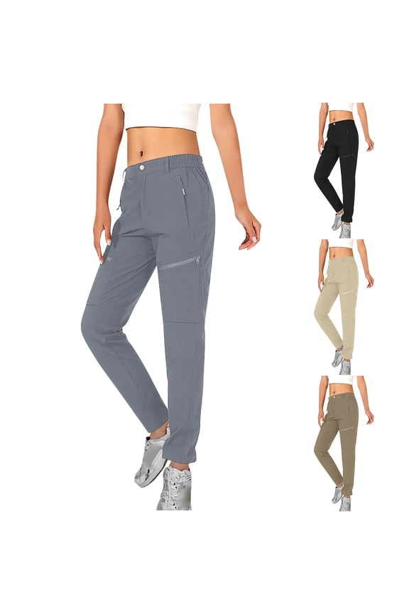 Women's Cargo Joggers Pants Outdoor Athletic Lightweight Hiking Pants with Zipper Pockets Khaki XL Mother's Day Gifts