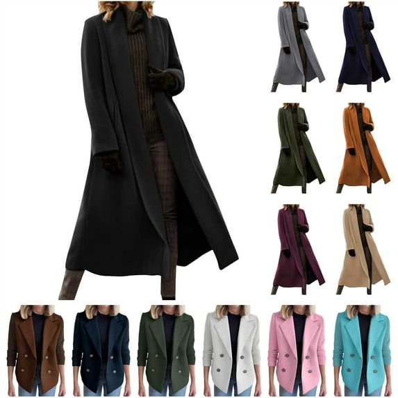 QATAINLAV Women's Casual Notched Lapel Blazer Sweater Ribbed Knit Long Sleeve Double Breasted Suit Jacket Solid Color Cardigans, Navy, XXXL