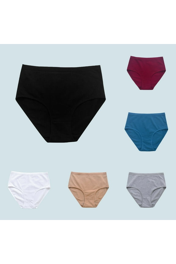 Women's Cotton Underwear Solid High Waisted Briefs Full Coverage Panties Tummy Control Seamless Bikini Bottoms Gray XL Back to College Sale