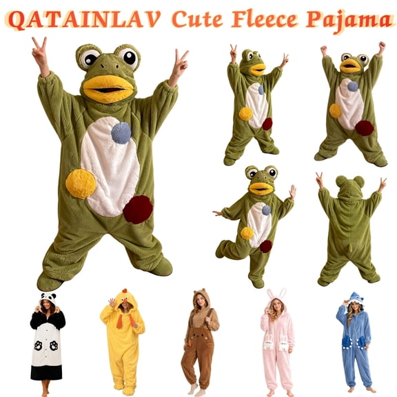 QATAINLAV Women's Cute Bear Onesies Long Sleeve Fleece Hooded Jumpsuits Halloween Pajamas Loungewear Coffee M