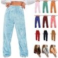 thumbnail image 1 of QATAINLAV Women's Cute Plush Pajama Pants Soft Fluffy Fleece Warm Lounge Pants Solid Elastic Waist Sweatpant Casual Bound Ankle Trousers Mint Green XXL, 1 of 6