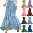 thumbnail image 1 of QATAINLAV Women's Elegant Wrap Maxi Skirt Tied High Waisted Asymmetrical Ruffle Hem Long Skirts Prom Party Formal Evening Clothes, Khaki, M,, 1 of 7