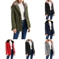 thumbnail image 1 of QATAINLAV Women's Faux Fur Hooded Parka Coat Warm Winter Thicken Fleece Lined Long Jacket Solid Casual Parkas with Pockets, Red, M, 1 of 9