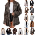 thumbnail image 1 of QATAINLAV Women's Faux Fur Jacket Fluffy Furry Winter Coat Plush Warm Long Sleeve Open Front Lapel Cardigan Outerwear, Dark Gray, M, 1 of 7