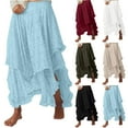 thumbnail image 1 of QATAINLAV Women's Floral Lace Long Skirts Elastic Asymmetrical Layered Hem Maxi Skirts Solid Sheer Beach Cover Ups, Wine, L, Gifts for Mom, 1 of 8