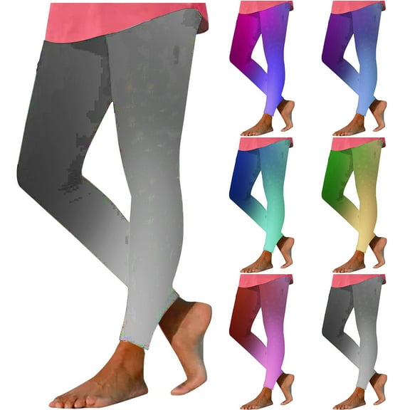QATAINLAV Women's Gradient Print Leggings Casual High Waisted Full Length Yoga Pants Stretch Fitness Running Gym Sports Tight Trousers Sales for Today Purple XL