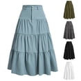 thumbnail image 1 of QATAINLAV Women's High Waist Tiered Midi Skirt Flowy Ruffle Beach Vacation A-Line Skirts Work Solid Casual Summer Clothes Blue M, 1 of 7
