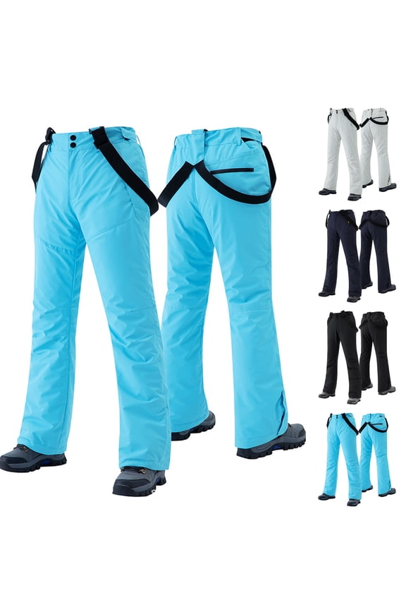 Women's Insulated Ski Snow Pants Windproof Snowboard Ski Bibs with Detachable Suspenders Winter Warm Waterproof Snowpants Gray S